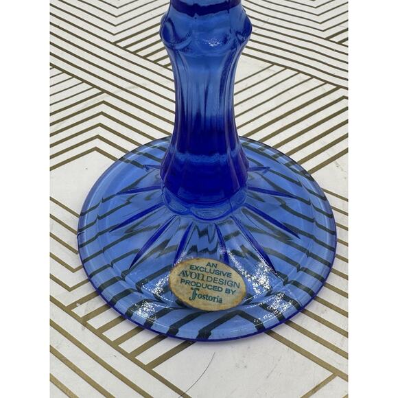 Vtg Avon By Fostoria Cobalt Blue Tall George Washington Glass Goblet - Picture 7 of 7
